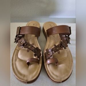 Brown floral sandals